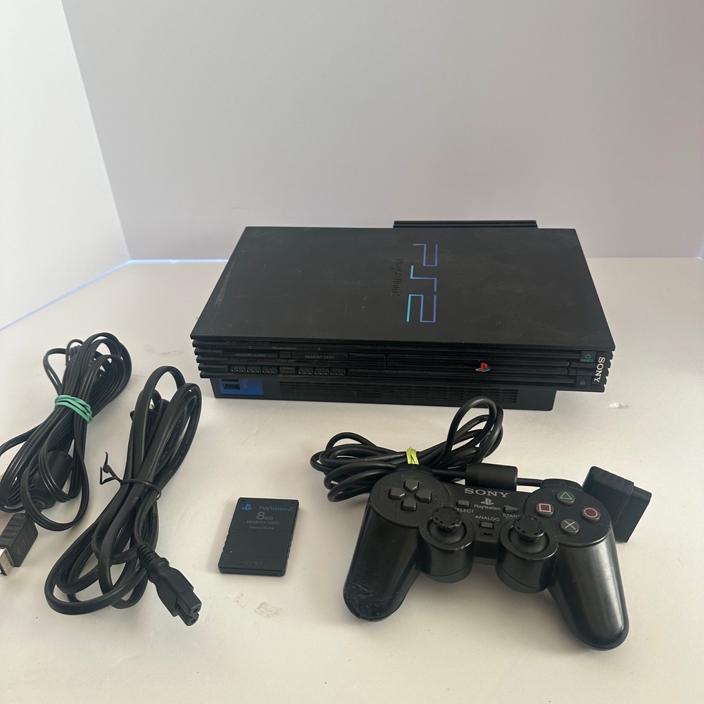 Sony PlayStation 2 PS2 Fat Console SCPH-50001/N Black Bundle Controller 8MB Card